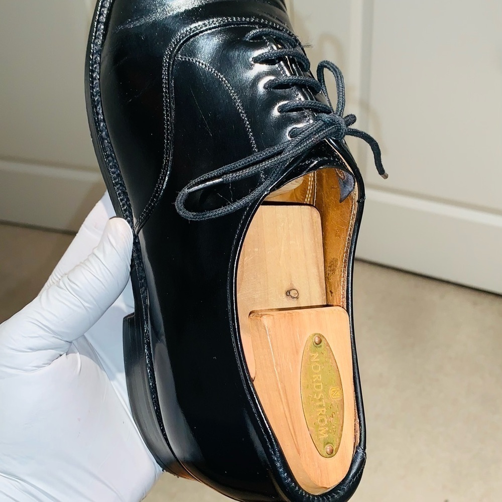 Premium Black Bespoke Cap Toe Oxfords. - Picture 2 of 16